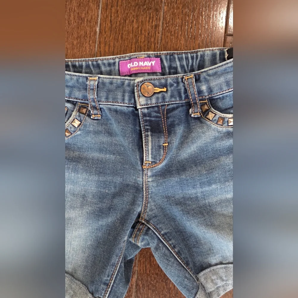 Old Navy Studded Denim Shorts Girls Size 8 Cuffed Blue Jean Shorts